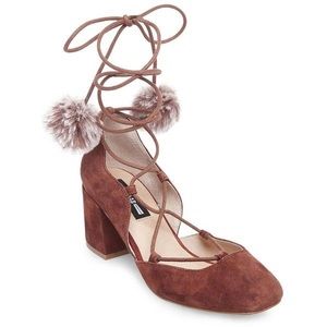 Design Lab Lace Up Suede Heels